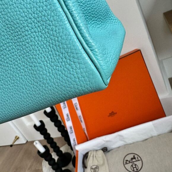 100% authentic Hermes Kelly 32 blue atoll Togo GHW stamp T - Picture 7 of 12